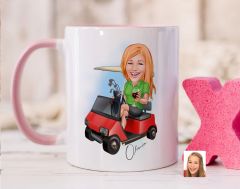 Bk Gift Kişiye Özel Golf Oyuncusu Karikatürlü Pembe Kupa Bardak-5, Sevgiliye Hediye, Arkadaşa Hediye