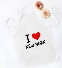BK Gift I Love New York Tasarımlı Beyaz Mutfak Önlüğü - Model 1