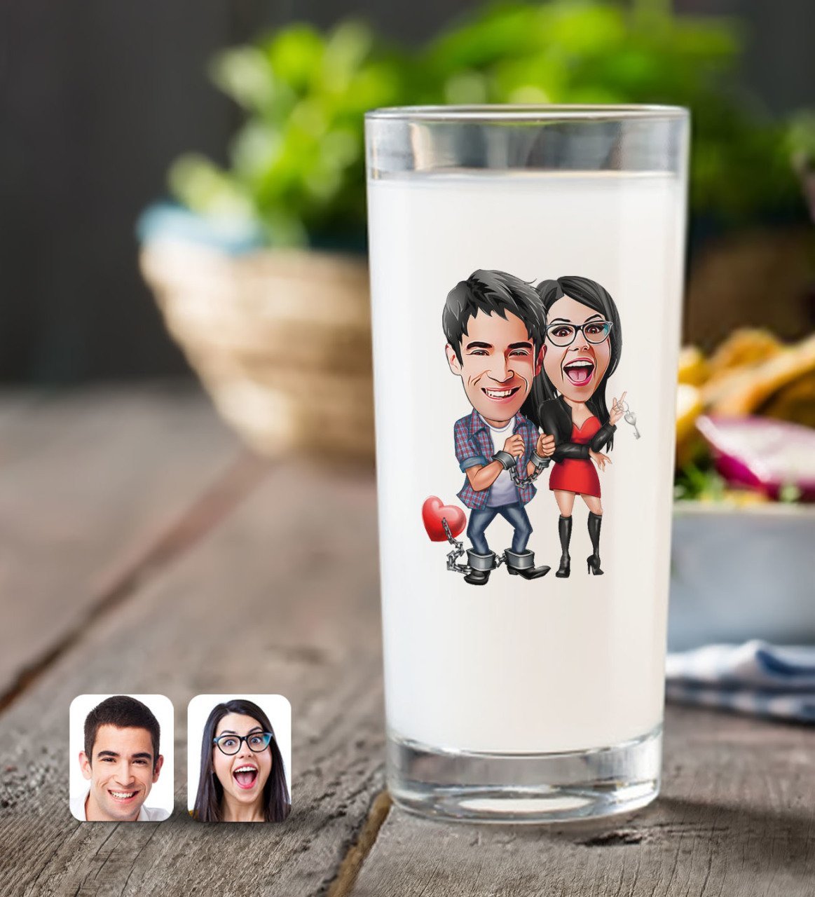 Kişiye Özel Sevgililer Karikatürlü Rakı Bardağı-1