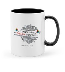 Kişiye Özel Teknoloji ve Tasarım Öğretmeni Siyah Kupa Bardak