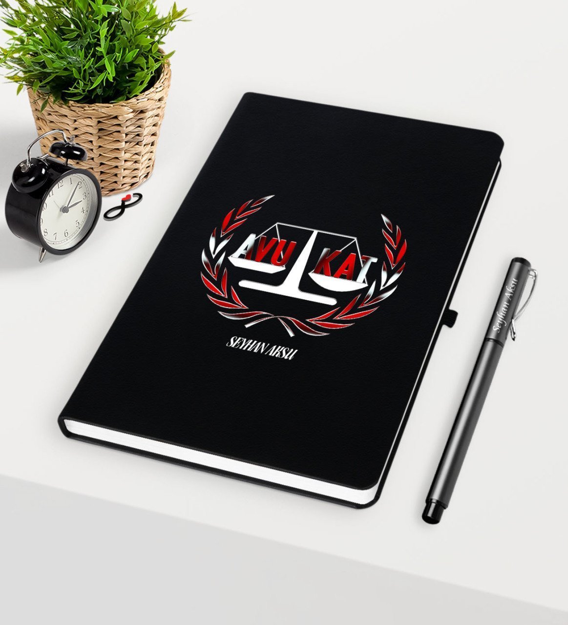 Kişiye Özel Avukat Temalı Siyah Defter Kalem Seti - 2