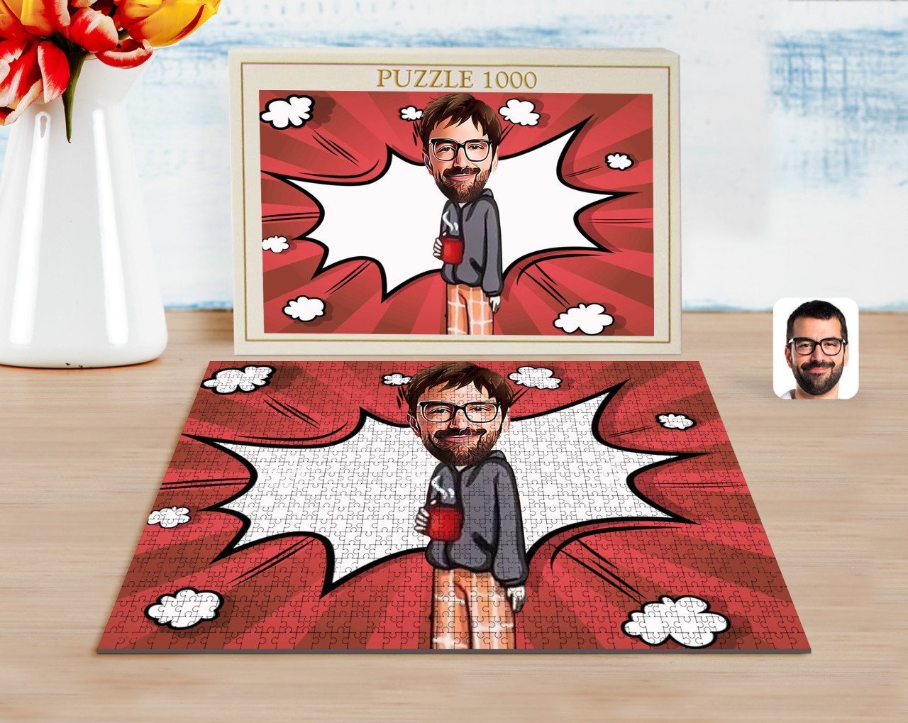 Kişiye Özel Erkek Karikatürlü 1000 Parça Profesyonel Puzzle-60