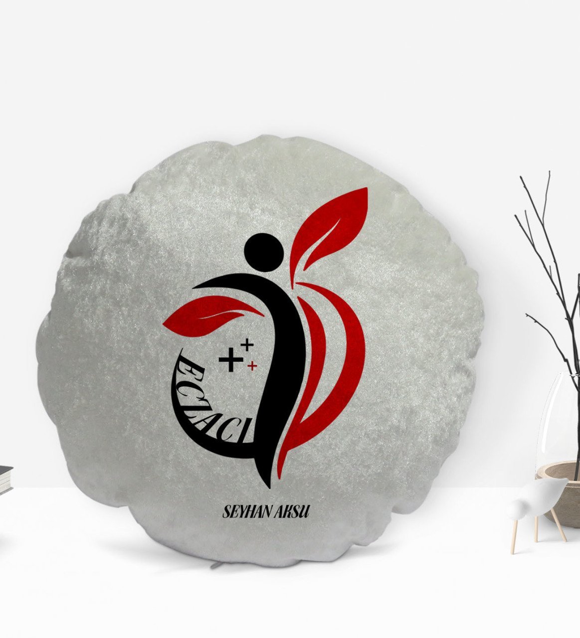 Kişiye Özel İsimli Eczacı Tasarımlı Dekoratif Kırlent Yastık-4