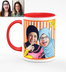 Kişiye Özel Türbanlı Karikatürlü Kırmızı Kupa Bardak 37k705