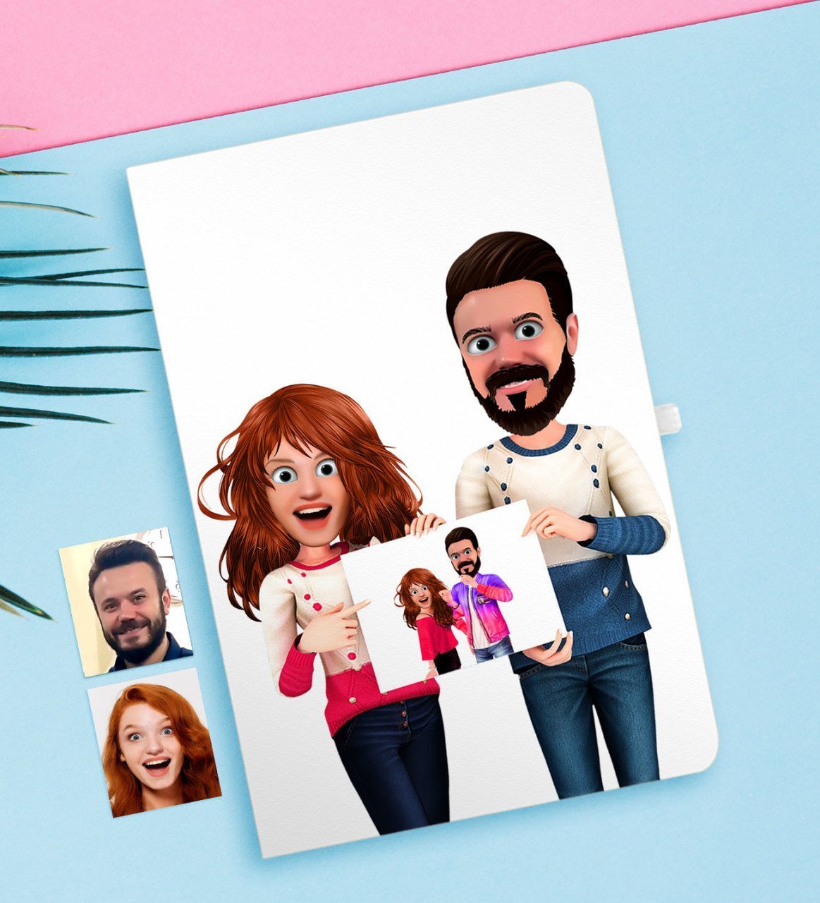 Kişiye Özel Sevgililer Animasyon Karikatürlü Beyaz Defter-33