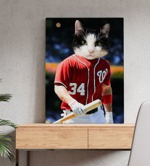 Evcil Dostlara Özel Beyzbol Oyuncusu Tasarımlı Portre Kanvas Tablo 50x70cm-8