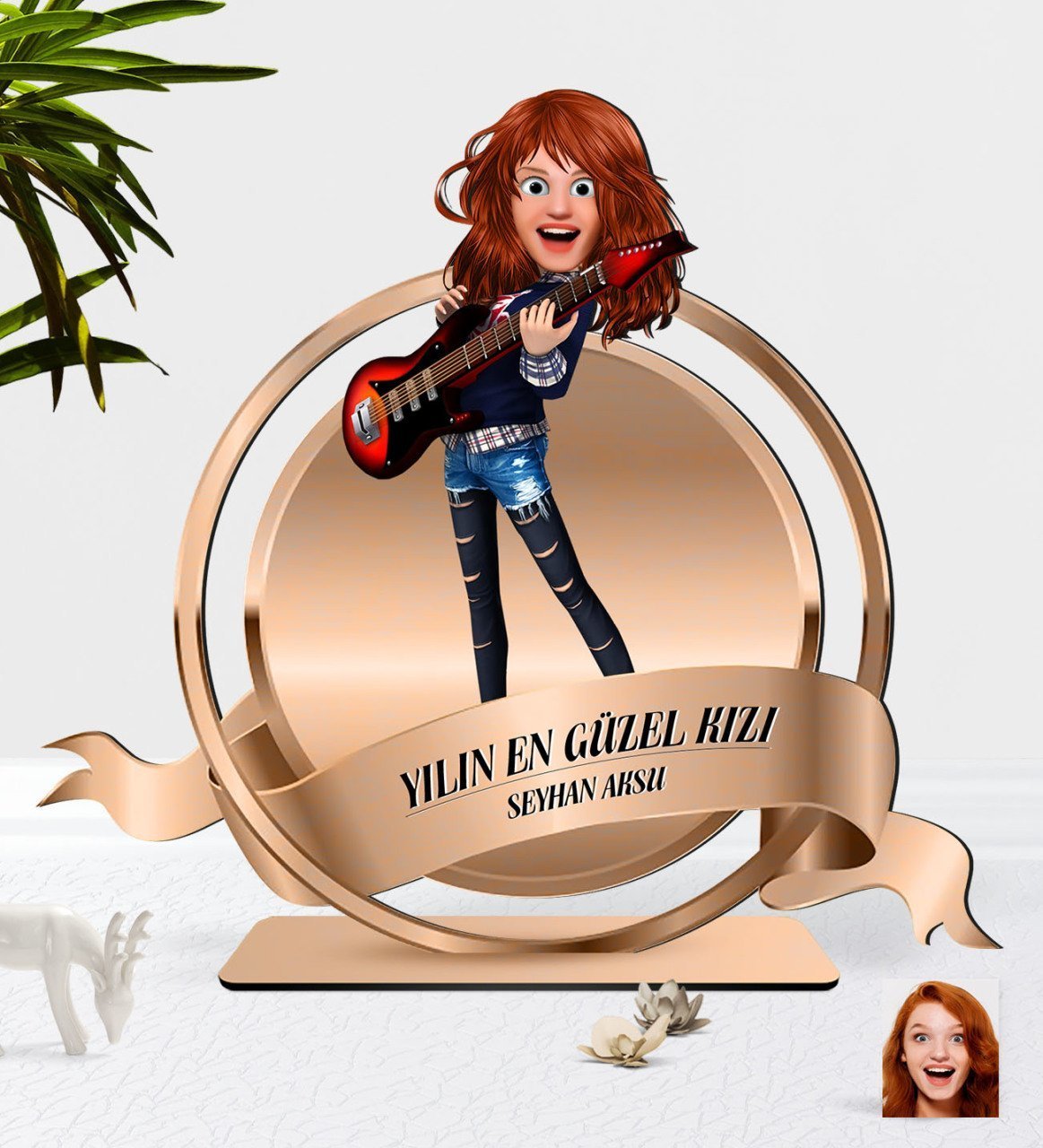 Kişiye Özel Kadın Animasyon Karikatürlü 3D Ahşap Biblo Plaket-12