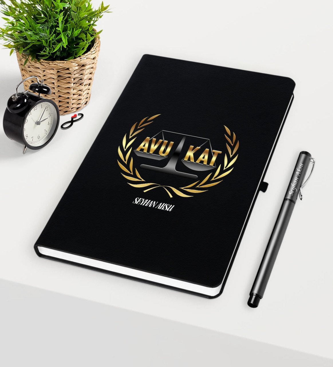 Kişiye Özel Avukat Temalı Siyah Defter Kalem Seti - 1