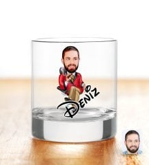 Kişiye Özel Renkli Baskılı Erkek Patron Karikatürlü Viski Bardağı-2