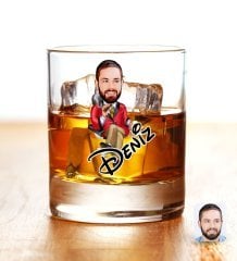 Kişiye Özel Renkli Baskılı Erkek Patron Karikatürlü Viski Bardağı-2