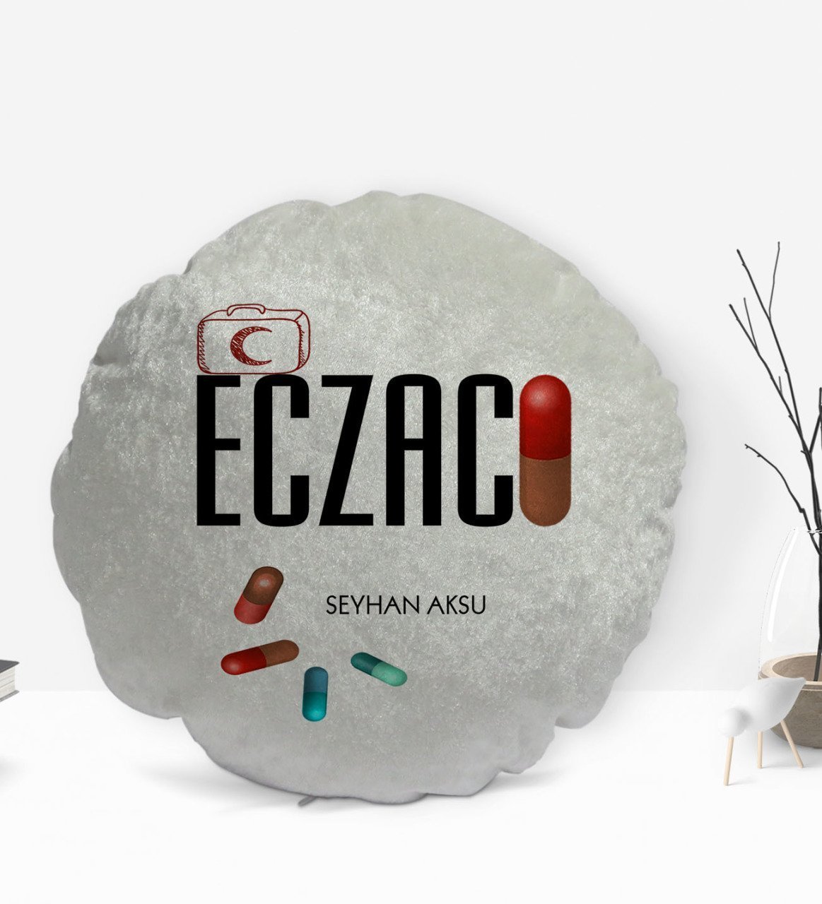 Kişiye Özel İsimli Eczacı Tasarımlı Dekoratif Kırlent Yastık-3