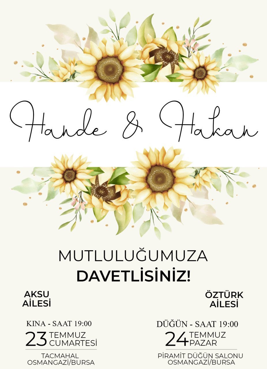Kişiye Özel Klasik Bitmeyen Düğün Davetiyesi Model 28