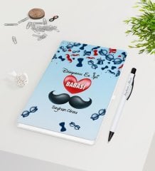 Kişiye Özel Dünyanın En İyi Babası Tasarımlı Beyaz Defter Kalem Seti - Model 6