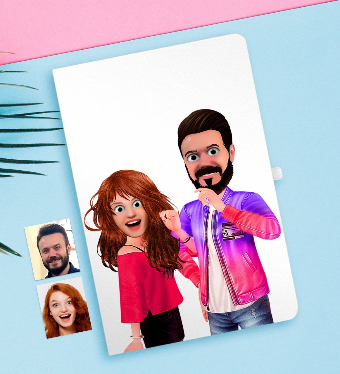 Kişiye Özel Sevgililer Animasyon Karikatürlü Beyaz Defter-32