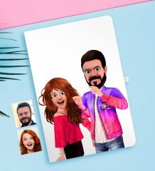 Kişiye Özel Sevgililer Animasyon Karikatürlü Beyaz Defter-32