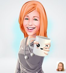 Kişiye Özel Kadın Karikatürlü Sosyal Medya Dijital Profil Fotoğrafı - Model 104