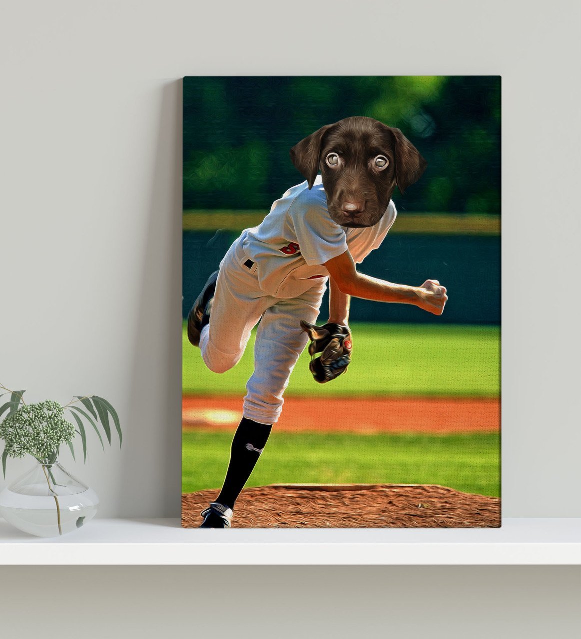 Evcil Dostlara Özel Beyzbol Oyuncusu Tasarımlı Portre Kanvas Tablo 30x50cm-7
