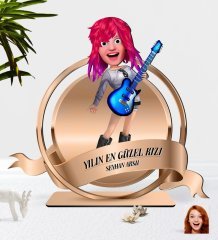 Kişiye Özel Kadın Animasyon Karikatürlü 3D Ahşap Biblo Plaket-11