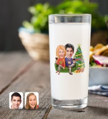 Kişiye Özel Sevgililer Yeni Yıl Karikatürlü Rakı Bardağı-4