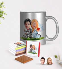 Kişiye Özel Sevgililer Günü Temalı Evleniyoruz Karikatürlü Krom Kupa ve Çikolata Hediye Seti-3