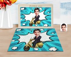 Kişiye Özel Erkek Motorcu Karikatürlü 1000 Parça Profesyonel Puzzle-3