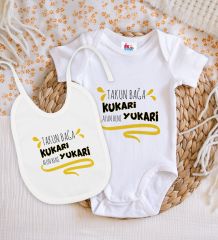BK Kids Takun Bağa Kukari Tasarımlı Beyaz Bebek Body Zıbın ve Mama Önlüğü Hediye Seti-1