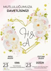 Kişiye Özel Klasik Bitmeyen Düğün Davetiyesi Model 23