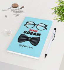 Kişiye Özel Canım Babam Tasarımlı Beyaz Defter Kalem Seti - Model 6