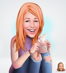 Kişiye Özel Kadın Karikatürlü Sosyal Medya Dijital Profil Fotoğrafı - Model 103