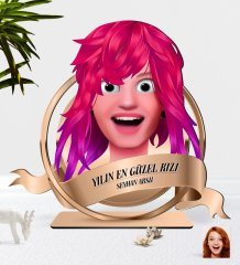 Kişiye Özel Kadın Animasyon Karikatürlü 3D Ahşap Biblo Plaket-10