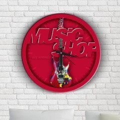 Kişiye Özel Music Shop Ahşap Duvar Saati - 1