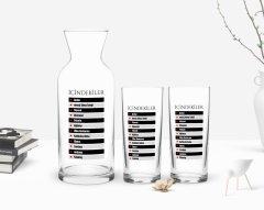 Kişiye Özel Renkli Baskılı İçindekiler Tasarımlı İkili Rakı Bardağı ve Karaf Hediye Seti-1