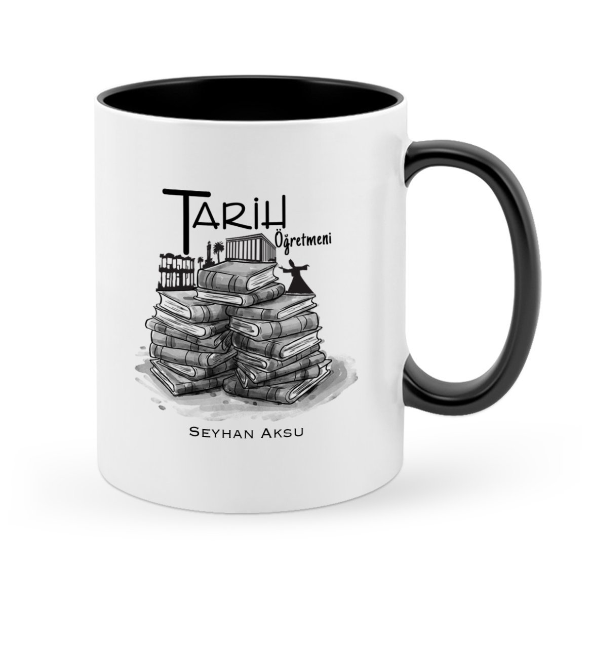 Kişiye Özel Tarih Öğretmeni Siyah Kupa Bardak - 1
