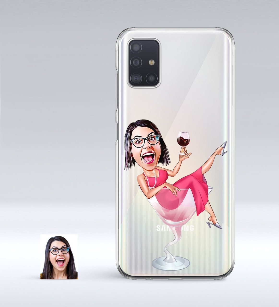 Kişiye Özel Bayan Karikatürlü Samsung Galaxy A51 İnce Şeffaf Silikon Telefon Kapağı-22