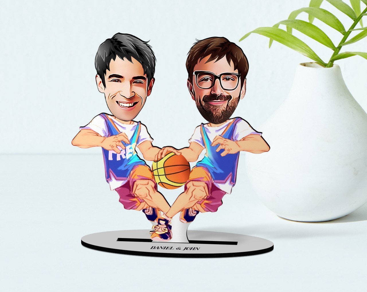 Kişiye Özel Basketbolcu Kankalar Karikatürlü Ahşap Biblo Model-1