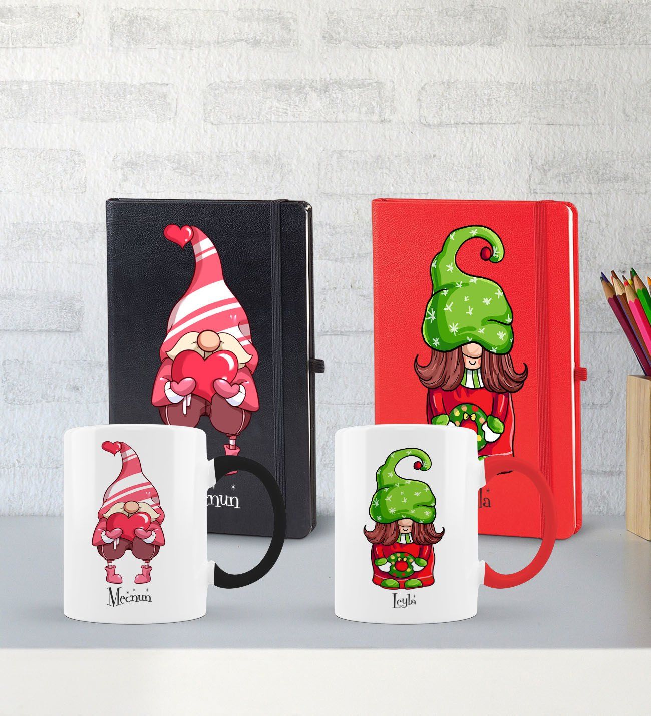 BK Gift Kişiye Özel Sevgili Temalı 2’li Defter Kupa Hediye Seti, Sevgiliye Hediye, Sevgililer Günü Hediyesi-3