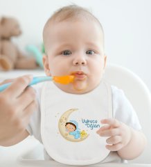 BK Kids Uykucu Oğlan Tasarımlı Bebek Mama Önlüğü - Model 1