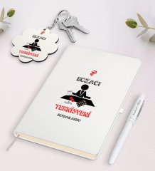 Kişiye Özel Eczacı Teknisyeni Beyaz Defter Kalem ve Anahtarlık Hediye Seti-3