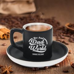 BK Gift Kişiye Özel Dad Tasarımlı Siyah Renk Türk Kahvesi Fincanı-7, Arkadaşa Hediye, Sevgiliye Hediye, Yıl Dönümü Hediyesi
