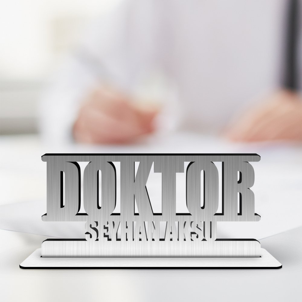 Kişiye Özel Mesleki Doktor Ahşap Masa İsimliği (Model A6)