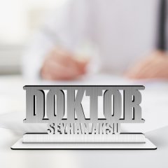 Kişiye Özel Mesleki Doktor Ahşap Masa İsimliği (Model A6)