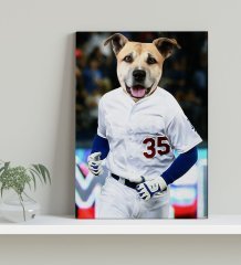 Evcil Dostlara Özel Beyzbol Oyuncusu Tasarımlı Portre Kanvas Tablo 30x50cm-6