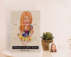 Kişiye Özel Dünyanın En Güzel Kadını Karikatürlü Otantik Masaüstü Ahşap Palet Çerçeve-18