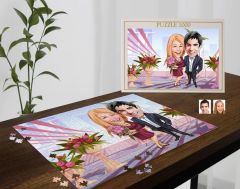 BK Gift Kişiye Özel Sevgililer Karikatürlü 1000 Parça Profesyonel Puzzle-27