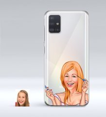 Kişiye Özel Bayan Karikatürlü Samsung Galaxy A51 İnce Şeffaf Silikon Telefon Kapağı-21
