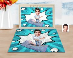 Kişiye Özel Erkek Kaptan Karikatürlü 1000 Parça Profesyonel Puzzle-2