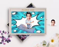 Kişiye Özel Erkek Kaptan Karikatürlü 1000 Parça Profesyonel Puzzle-2