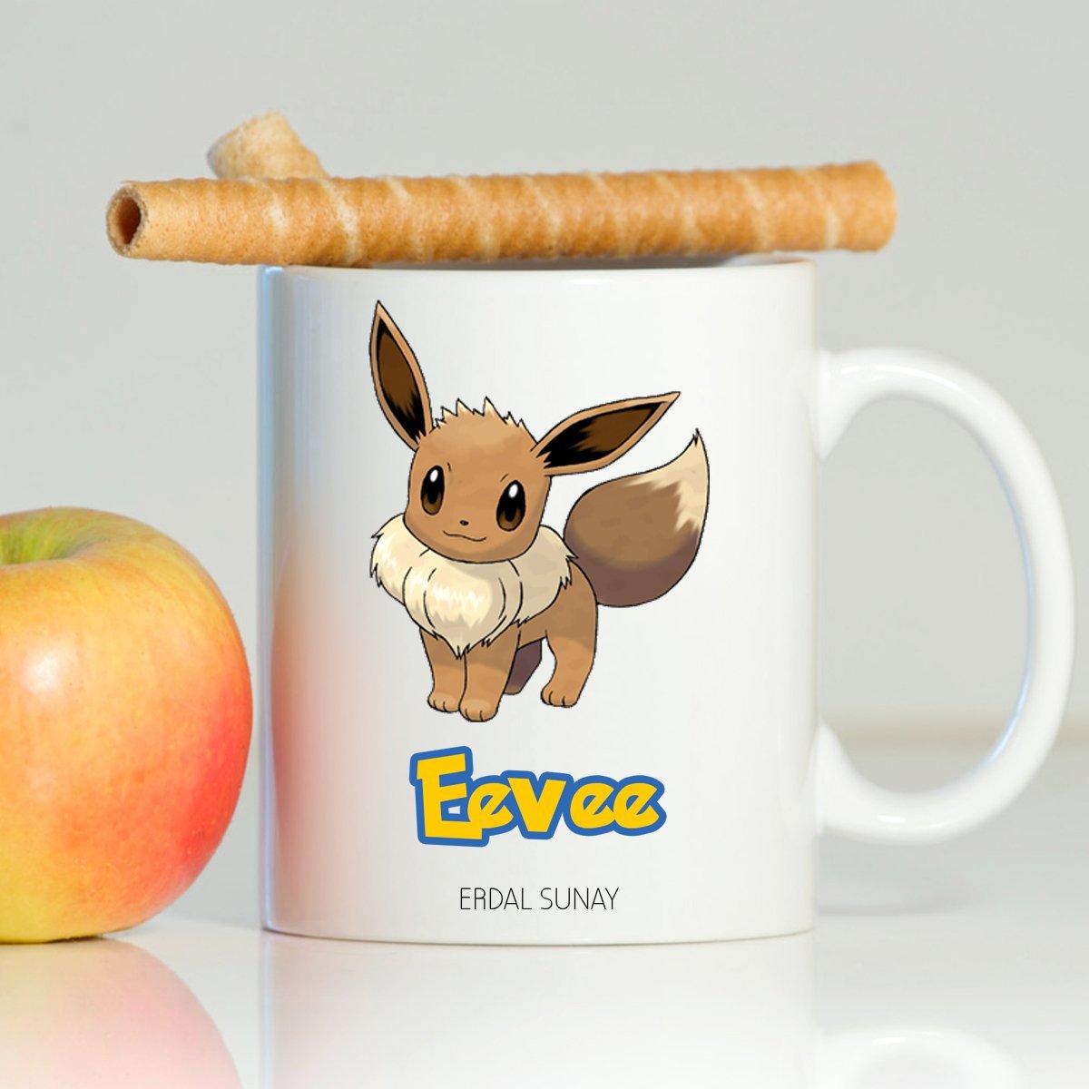 Kişiye Özel Pokemon Eevee Beyaz Kupa Bardak