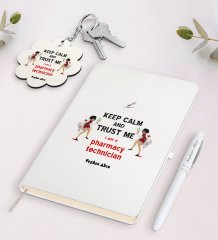 Kişiye Özel Eczacı Teknisyeni Beyaz Defter Kalem ve Anahtarlık Hediye Seti-2