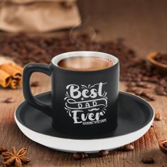 BK Gift Kişiye Özel Dad Tasarımlı Siyah Renk Türk Kahvesi Fincanı-6, Arkadaşa Hediye, Sevgiliye Hediye, Yıl Dönümü Hediyesi